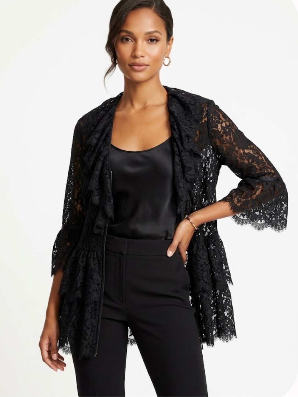 Lafayette 148 New York Black Lace Whimsical Jacket